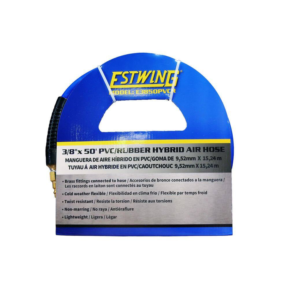1/4 In. X 50 Ft. PVC / Rubber Hybrid Air Hose with Brass 1/4 In. NPT Industrial Fitting and Universal Coupler