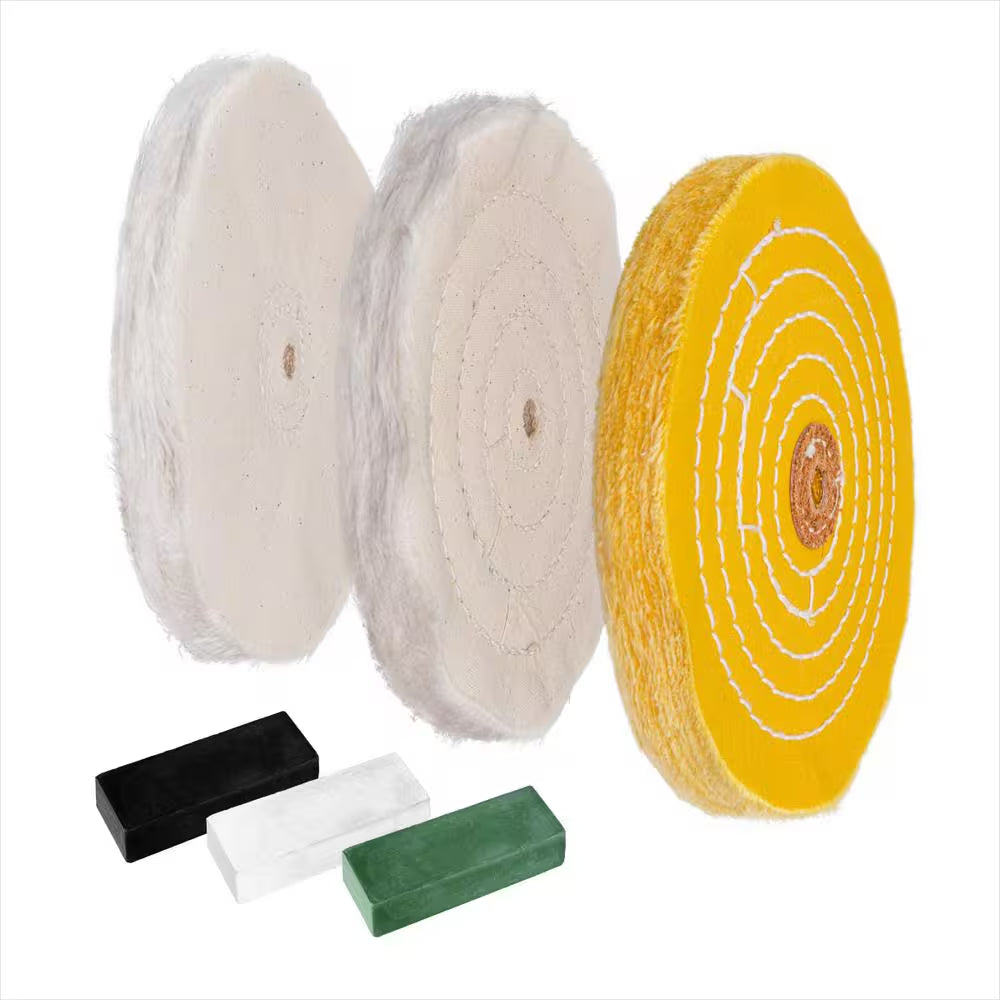 6 In. Bench Grinder Buffing Wheel Kit with 3-Piecs Polishing Compound Set