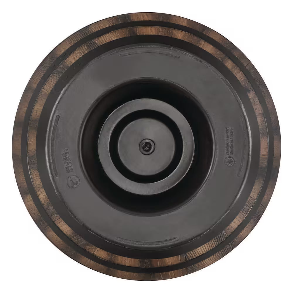 Reedley Medium Kentucky Walnut Brown Resin Wine Barrel Lightweight round Planter (12.8 In. L X 12.8 In. W X 10.5 In. H)