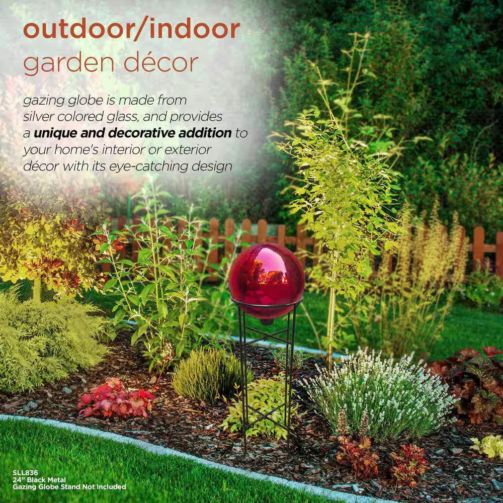 10 In. Dia Indoor/Outdoor Glass Gazing Globe Yard Decoration, Red