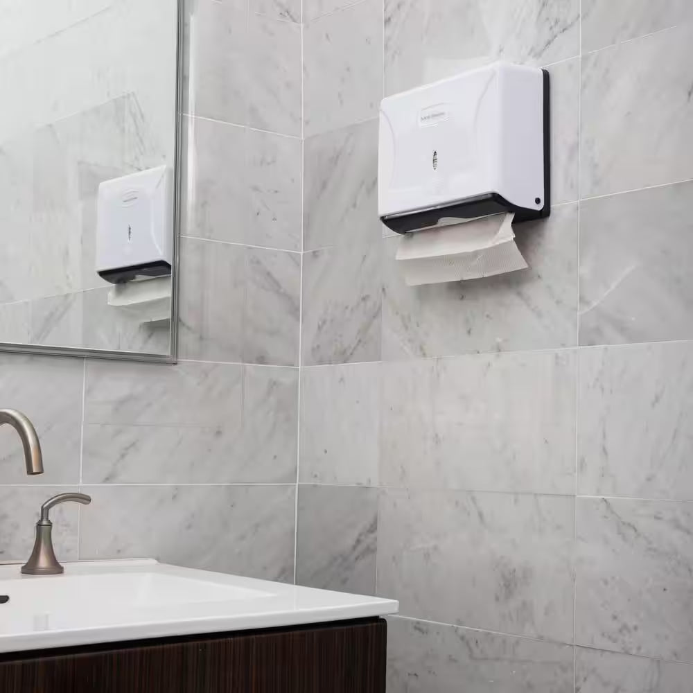Wall Mount White Paper Towel Tri-Fold Towel Dispenser 10.25 In. L X 3.75 In. W X 8 In. H