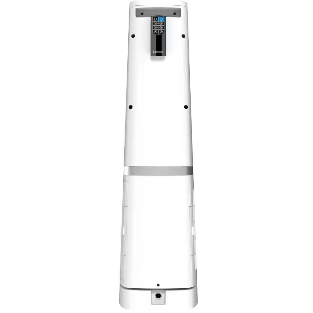 Stratus 35 In. 12-Speed High Velocity Oscillating Tower Fan in White with Quiet DC Motor, Remote, Timer, 11 In. Dia