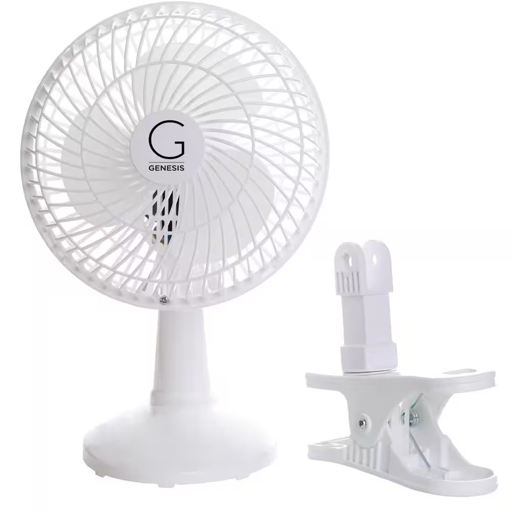 6 In. Convertible Table-Top and Clip Fan in White