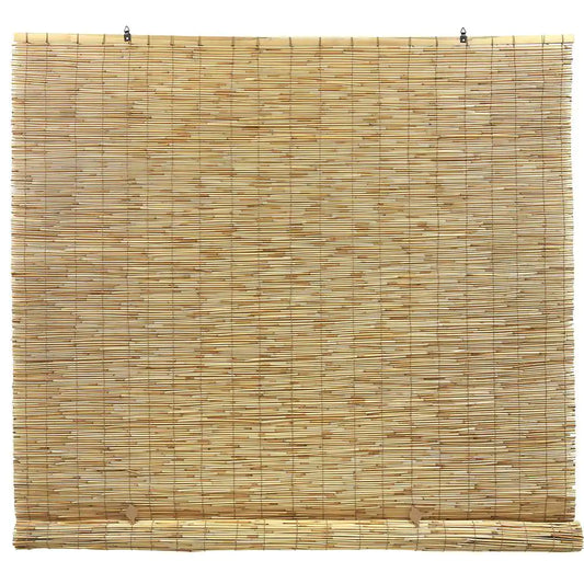 Natural Cordless Light Filtering Bamboo Reed Blind Interior/Exterior Manual Roll-Up Shade 72 In. W X 72 In. L