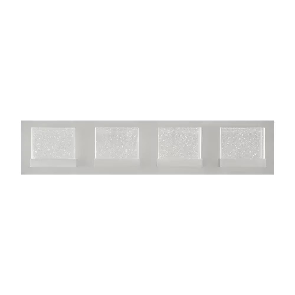 Alberson 5.1 In. W 4-Light Brushed Nickel Integrated LED Bathroom Vanity Light Bar with Bubble Glass