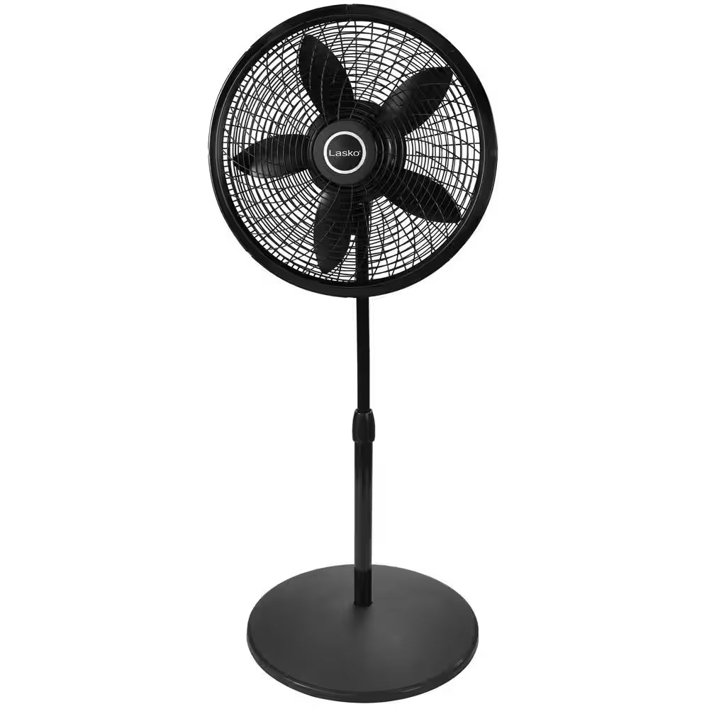 Cyclone 18 In. 3 Speed Oscillating Pedestal Fan for Home in Black with Adjustable Height, Tilt Back Head, Easy Assembly