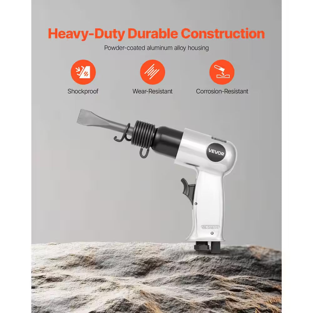 Air Hammer, 4500BPM Pneumatic Hammer with Rust Removal Air Needle Scaler and 4-Pieces Chisels round Shank, Air Chisel