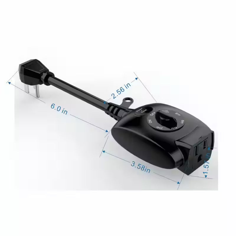 15 Amp 24-Hour Outdoor Plug-In Mechanical Dusk to Dawn Countdown Timer with Grounded Outlet, Black