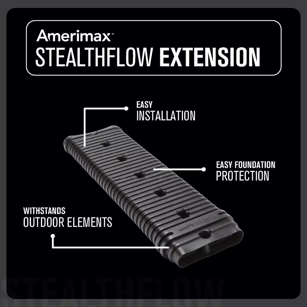 Stealth Flow 24 In. Black Vinyl Low Profile Downspout Extension Only
