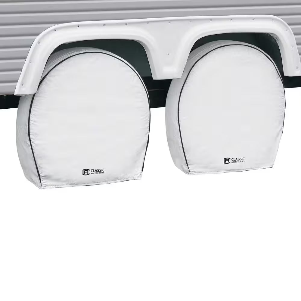White Deluxe RV Wheel Cover, 27" - 30" Diameter, 8.75 Tire Width