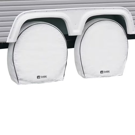 White Deluxe RV Wheel Cover, 27" - 30" Diameter, 8.75 Tire Width