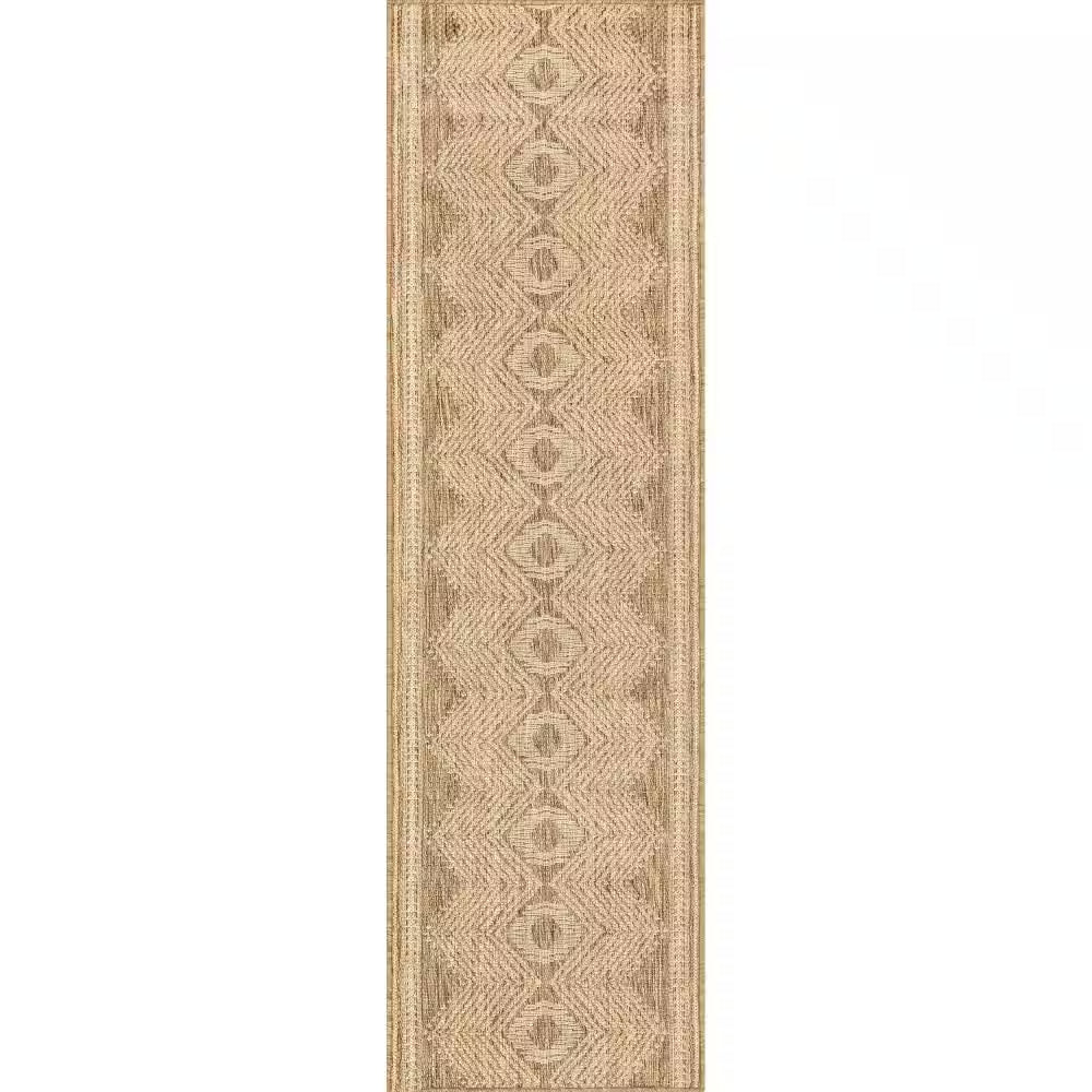 Ranya Tribal Light Brown 2 Ft. X 8 Ft. Indoor/Outdoor Runner Rug