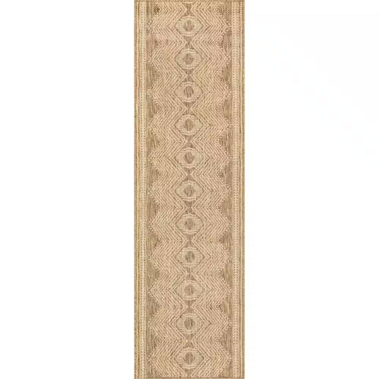 Ranya Tribal Light Brown 2 Ft. X 8 Ft. Indoor/Outdoor Runner Rug