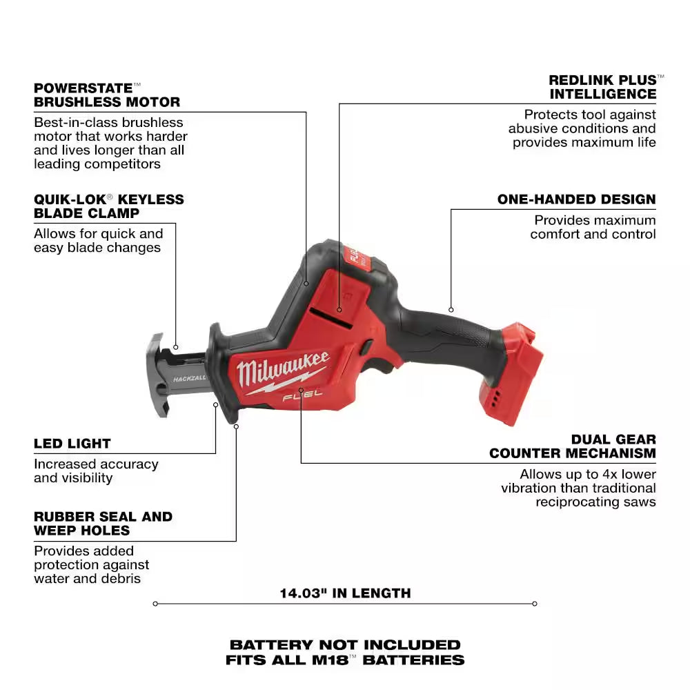 M18 FUEL 18V Lithium-Ion Brushless Cordless HACKZALL Reciprocating Saw (Tool-Only)