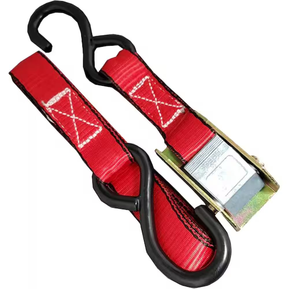 1 In. X 15 Ft. Cam Buckle Tie-Down Strap with 1500 Lbs. S-Hook Design