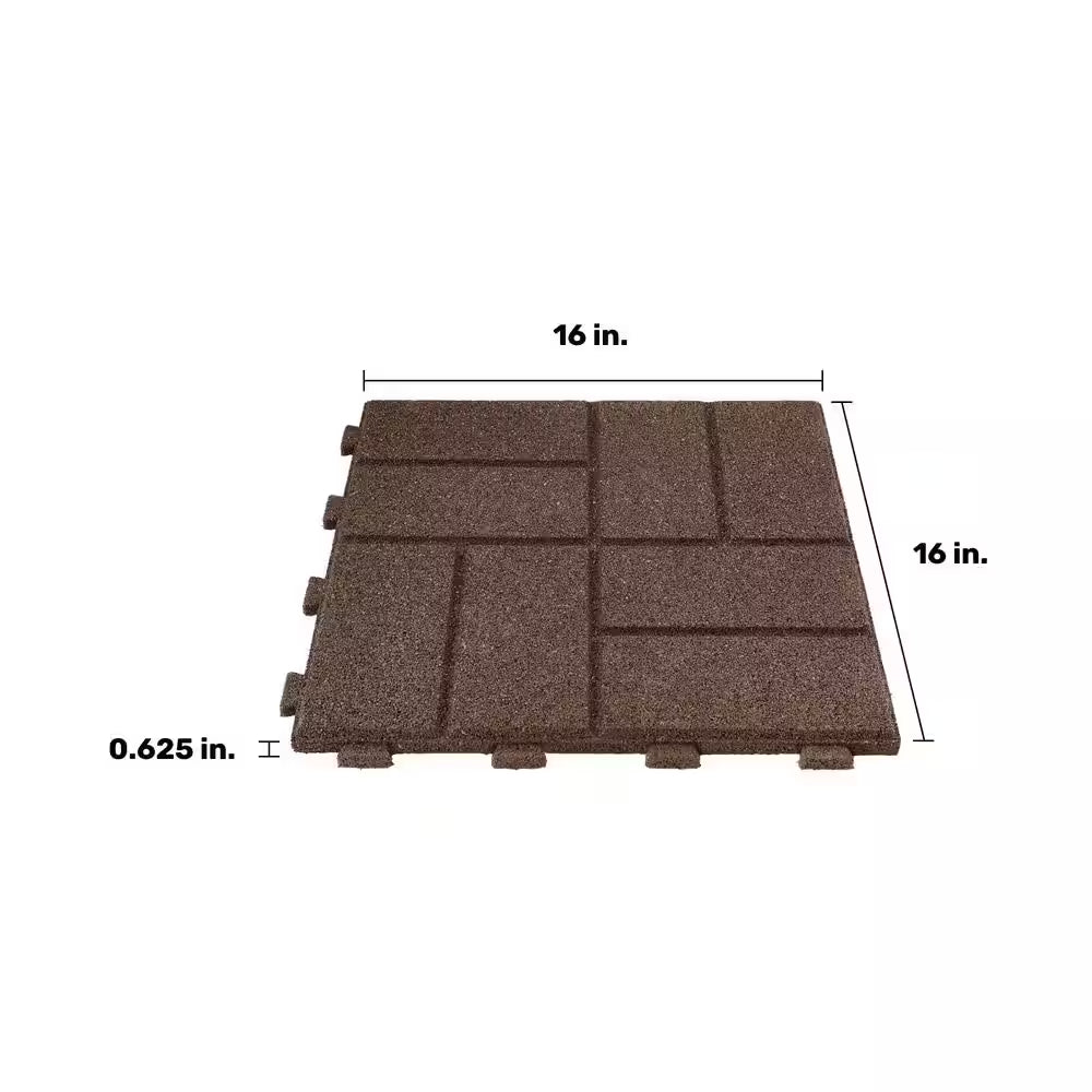 16 In. X 16 In. X 5/8 In. Brown Smartloc Rubber Paver (9-Pack)