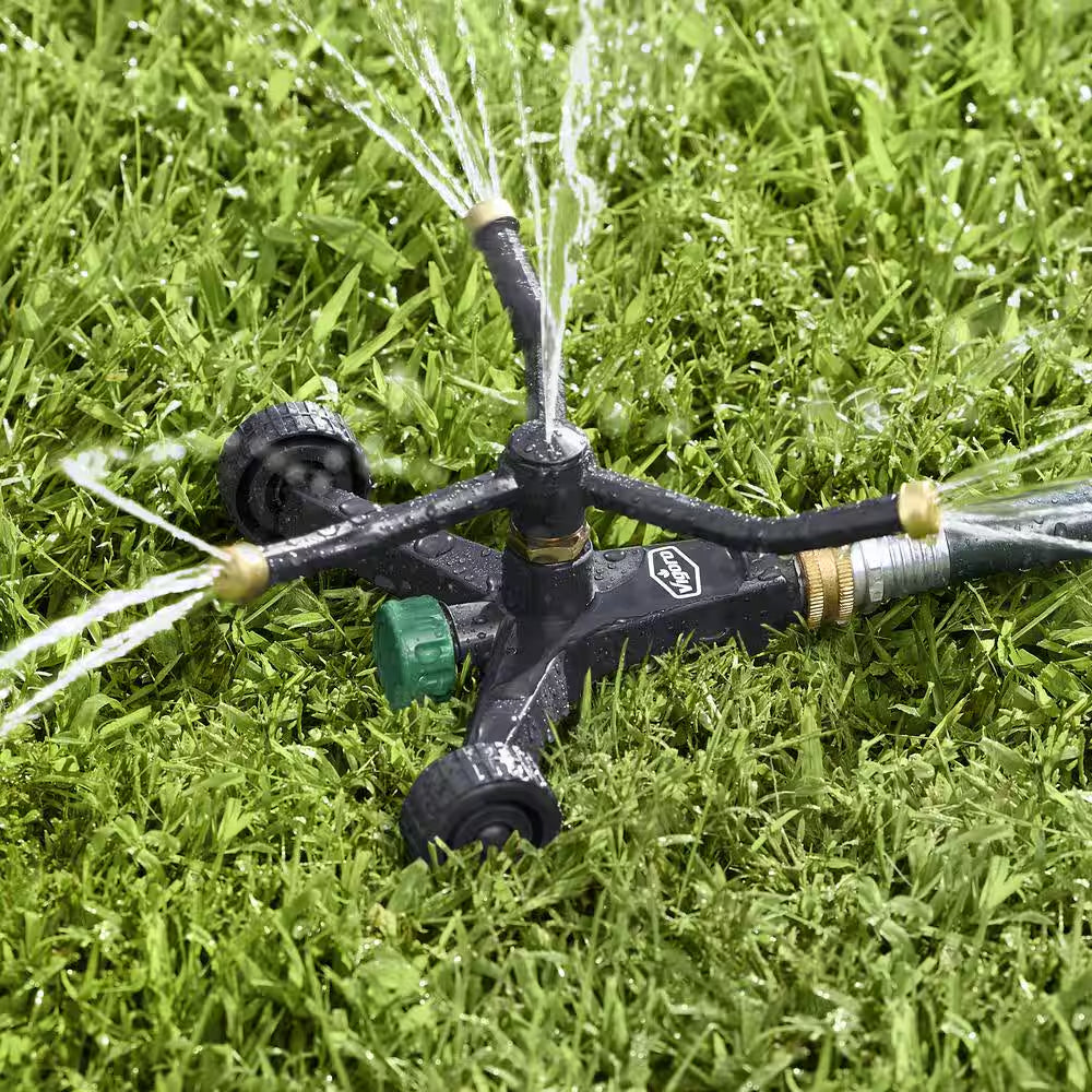 1,384 Sq. Ft. Metal 3-Arm Rotating Lawn and Garden Sprinkler