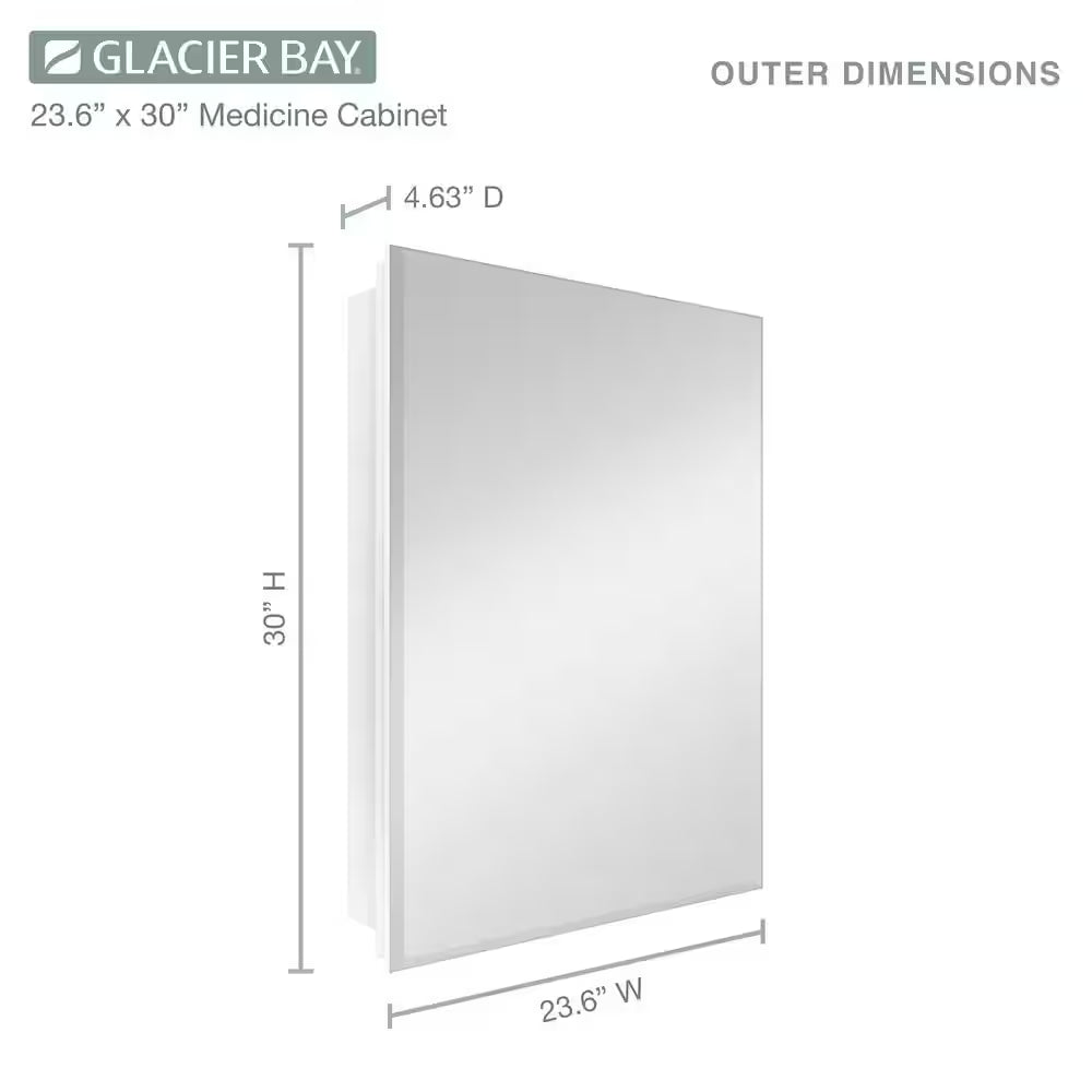 23.6 In. W X 30 In. H Rectangular Wood Composite Medicine Cabinet with Mirror