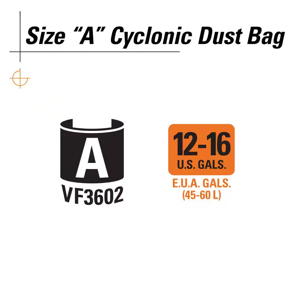 Genuine VF3602 Wet Dry Vac Cyclonic Dry Pick-Up Only Dust Bags for Select 12-16 Gal.  Shop Vacuums, Size a (2Pk)