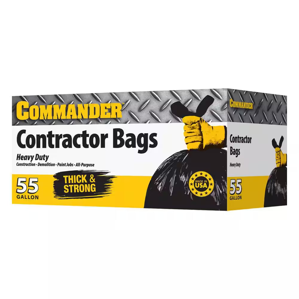 55 Gal. 2 MIL Heavy Duty Contractor Trash Bags with Flap Ties 36 In. X 56 In. with Flap, Pack of 20