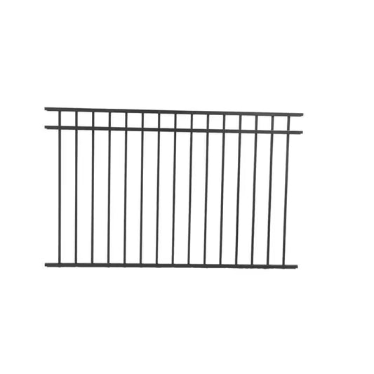 Athens 4 Ft. H X 6 Ft. W Gloss Black Aluminum Flat Top and Bottom Design Fence Panel