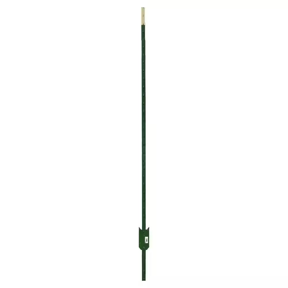 1-3/4 In. X 3-1/2 In. X 7 Ft. Green Steel Fence T-Post with Anchor Plate
