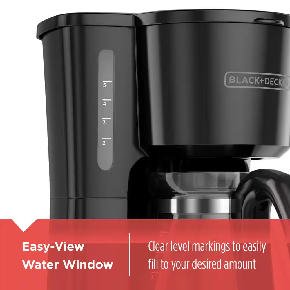 4-In-1 5-Cup Black Drip Coffee Maker