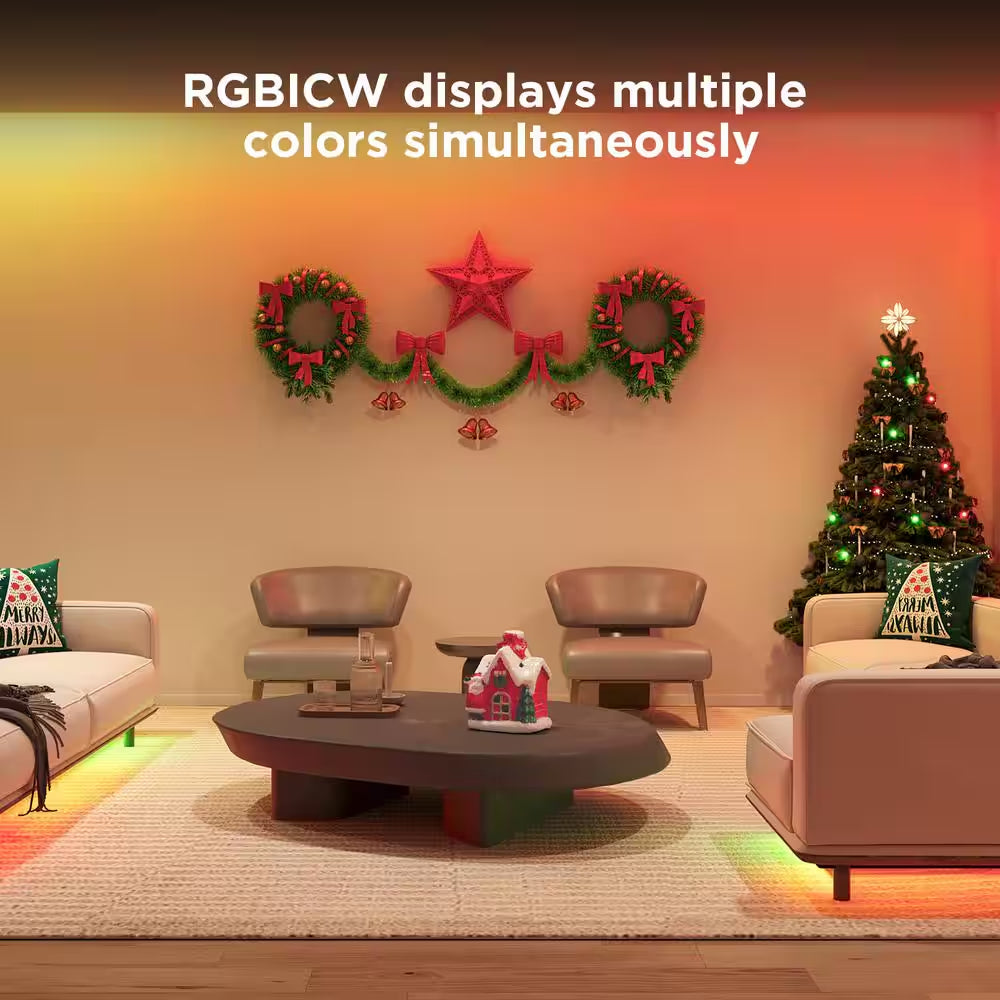 RGBICW 49.2 Ft. Smart Plug-In Dimmable Uncuttable Color-Changing Integrated LED Strip Light (1-Pack)
