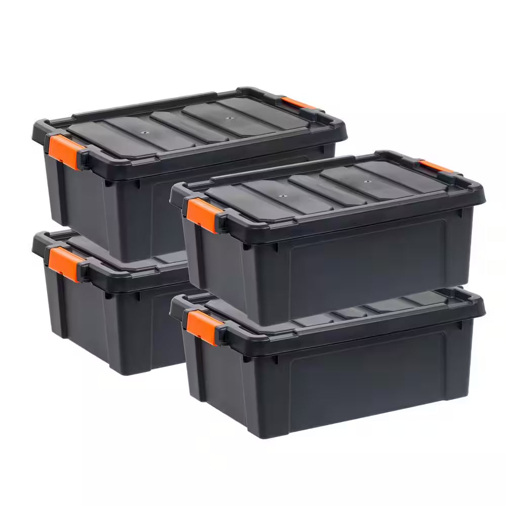 12 Gal. Heavy-Duty Stackable Storage Tote (Set of 4)