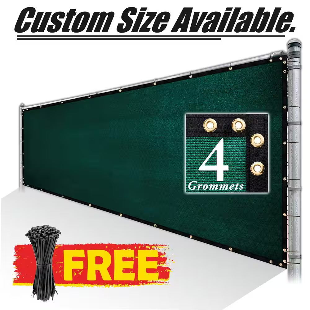 6 Ft. X 50 Ft. Black Plastic Mesh Fabric Privacy Fence Screen with Perimeter Stitched Edges and Grommets