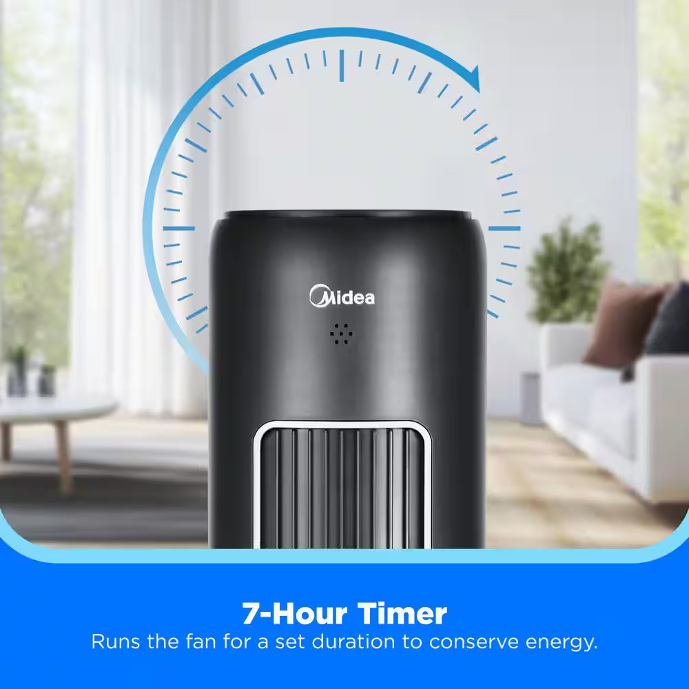42 In. 3-Speeds Tower Fan in Gray with Wi-Fi, Sleep Mode, 60° Oscillation, 7-Hours Timer, Aromatherapy Box, Negative Ion