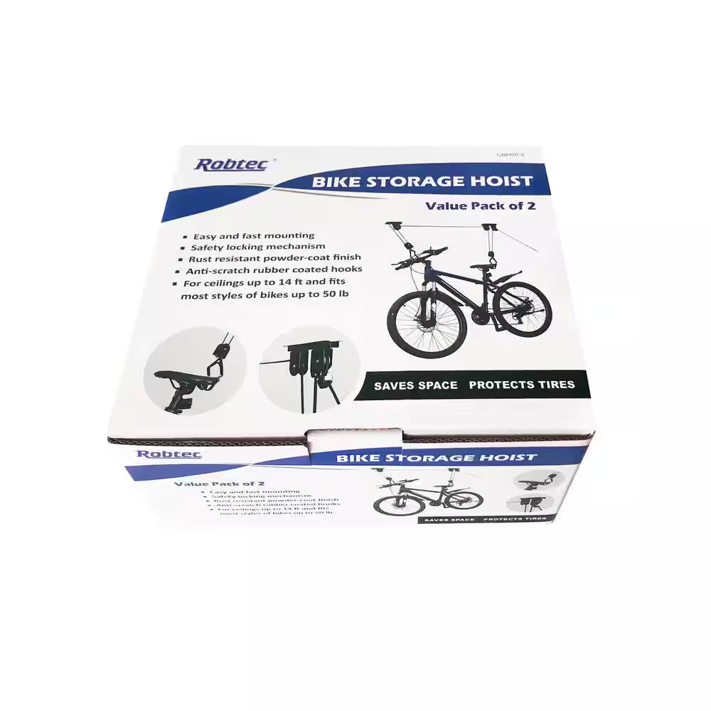Black 2-Bike Ceiling Mount Garage Bike Rack