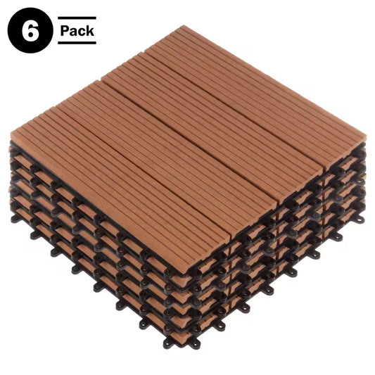 1 Ft. W X 1 Ft. L 6 Patio Tiles Wood/Polypropylene Interlocking Deck Tile Flooring in Brown