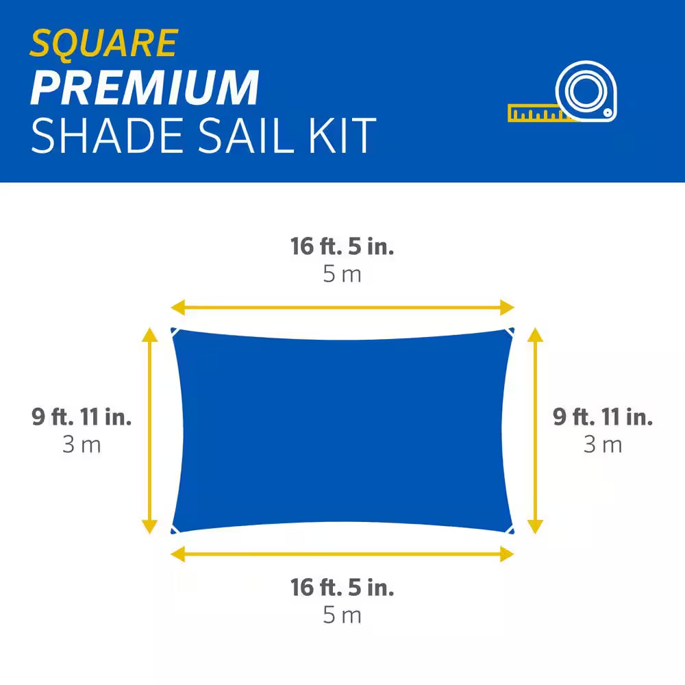 Premium Rectangle16. 5 Ft. X 9.9 Ft. Beech Shade Sail Kit