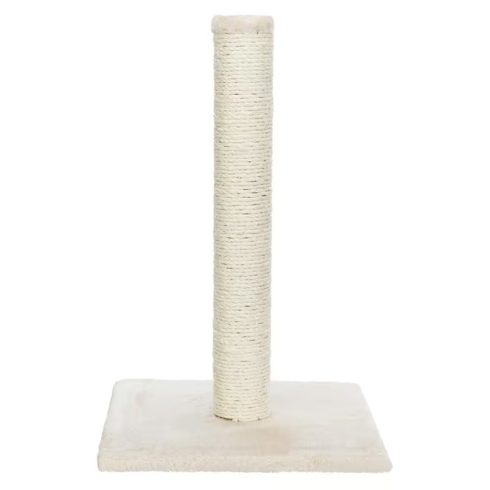 Parla Cat Scratching Post : for Indoor Cats : Plush Covered Base and Sisal Post : Beige : 24 Inches Tall