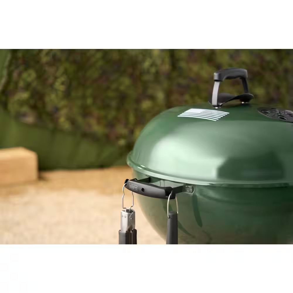 Original Kettle 22 In. Charcoal Grill American Flag in Green with One-Touch Cleaning System