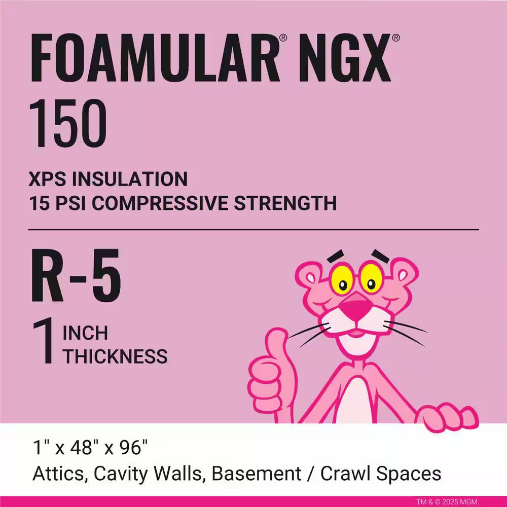 FOAMULAR NGX F-150 1 In. X 4 Ft. X 8 Ft. SSE R-5 XPS Rigid Foam Board Insulation
