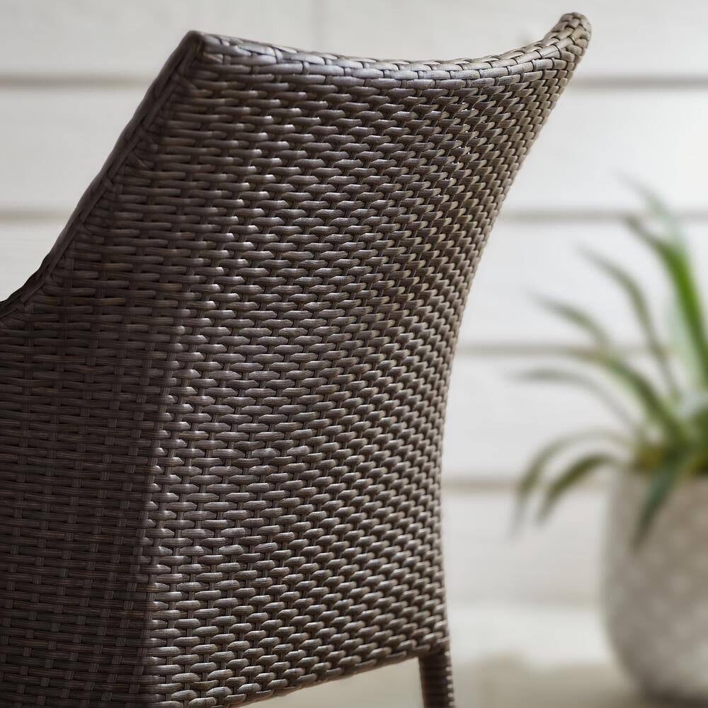 Terrace View 4-Piece Wicker Patio Conversation Set with Green Cushions