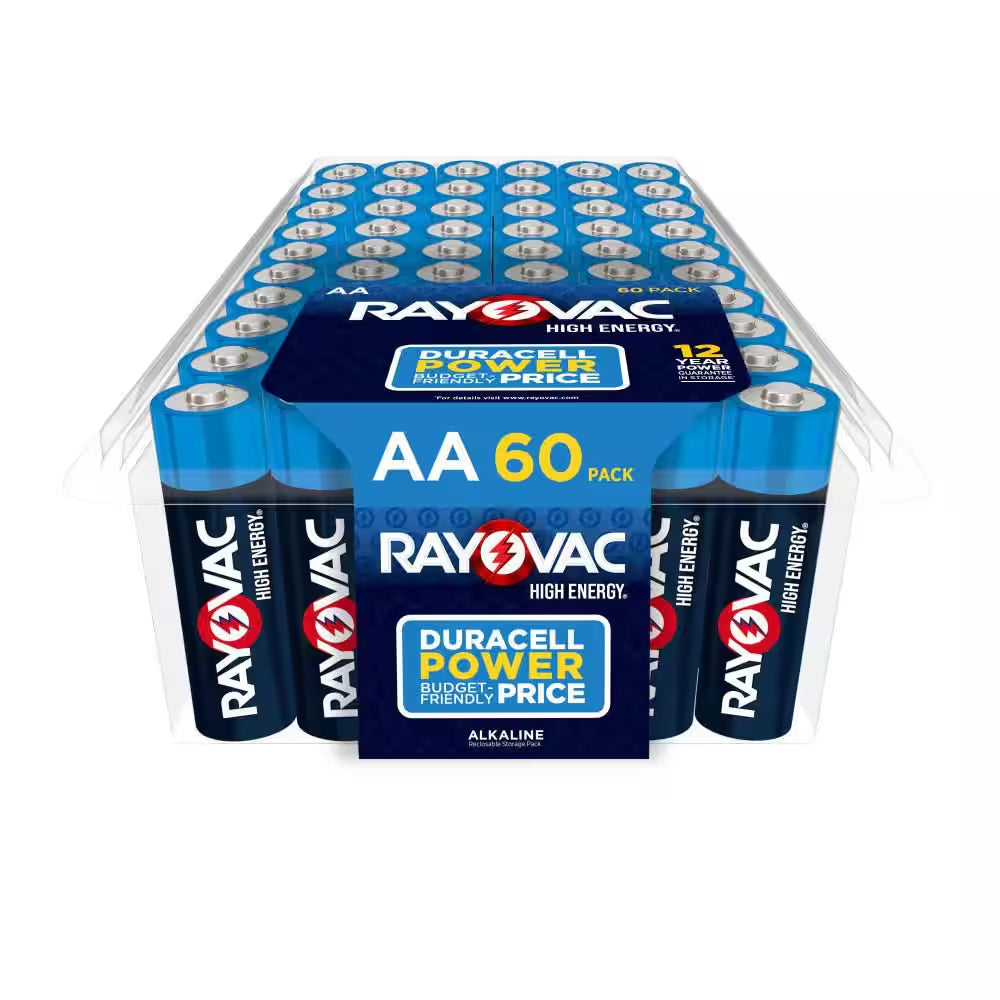 High Energy AA Batteries (60-Pack), Double a Alkaline Batteries