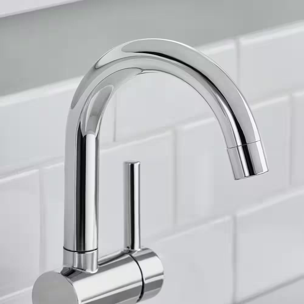 Dorind Single Hole Single-Handle Deck Mount High-Arc Bathroom Faucet in Polished Chrome