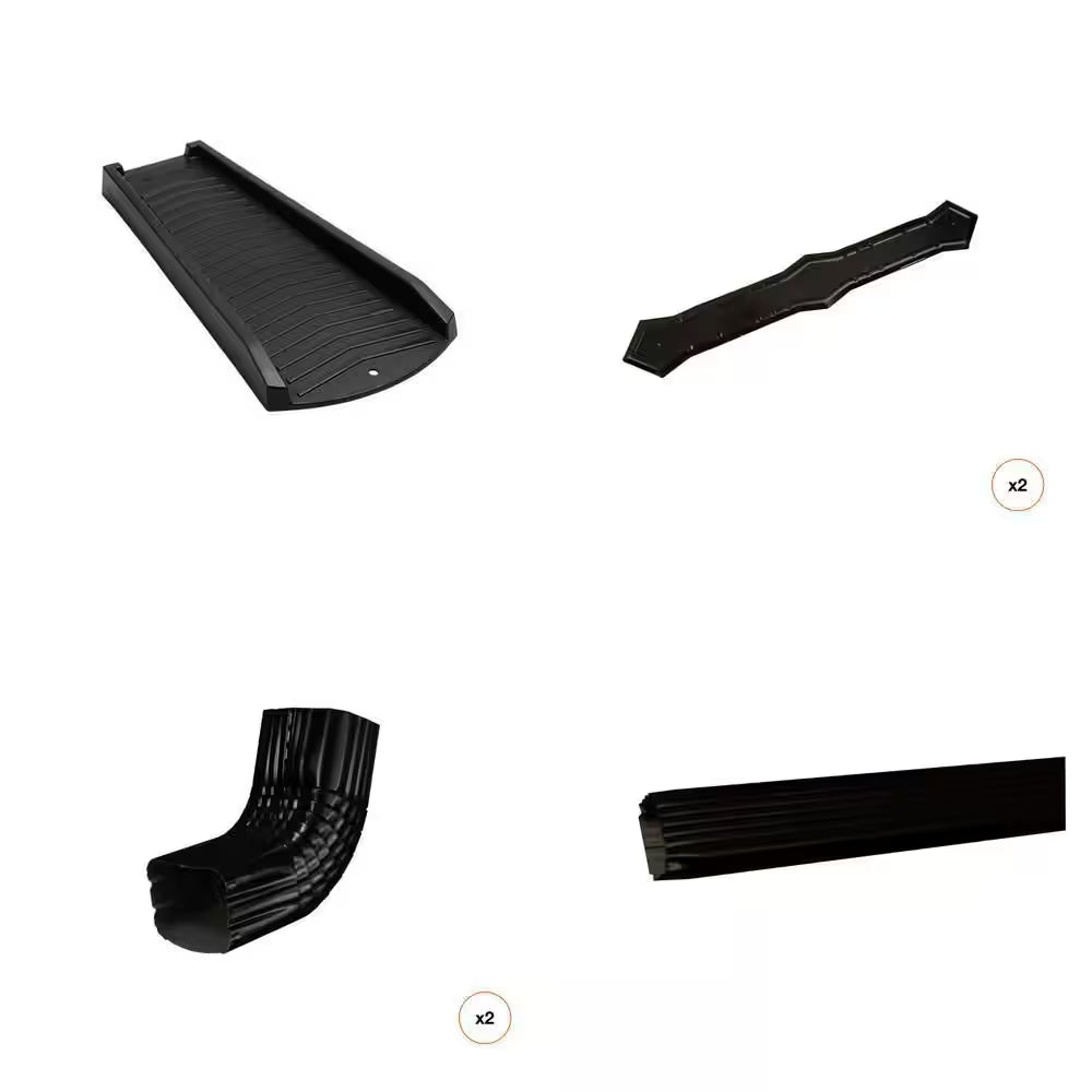 24 In. Vinyl Splash Block, (2) Downspout Bands, (2) A-Elbows, 10 Ft. Downspout