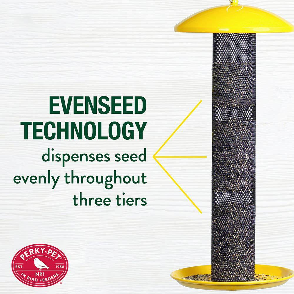Straight Sided Yellow Metal Hanging Seed Feeder for Finch Bird-1.5 Lb. Capacity