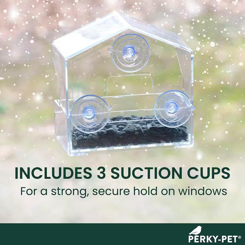 Clear Window Bird Feeder with 4 Suction Cups - 0.5 Lb. Capacity
