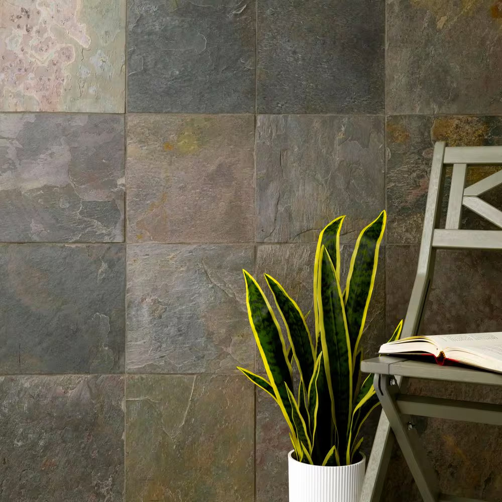 Peacock Natural Slate Stone Look Tile 12 In. X 12 In., Floor and Wall (10 Sq. Ft. /Case)