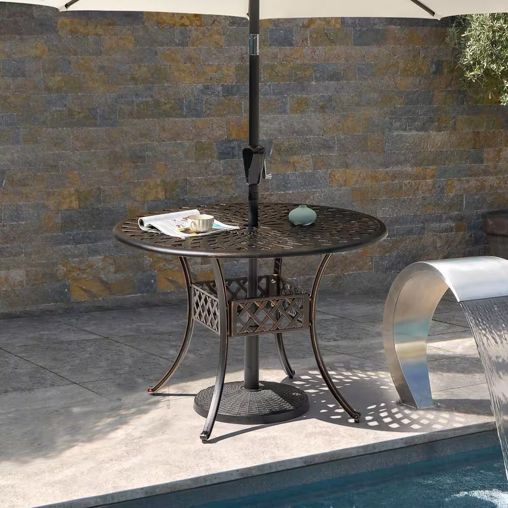 Black Resin and Concrete Outdoor 22 Lb. 18 In. round Patio Umbrella Base, for 1.5 In. Umbrella Poles