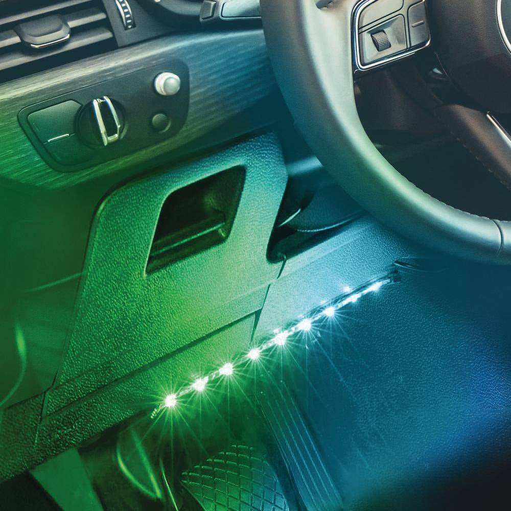 Multi-Color LED Lights, Car Interior, 16-Colors, Flash/Music Modes, Bluetooth Support, Strips (4-Pack)