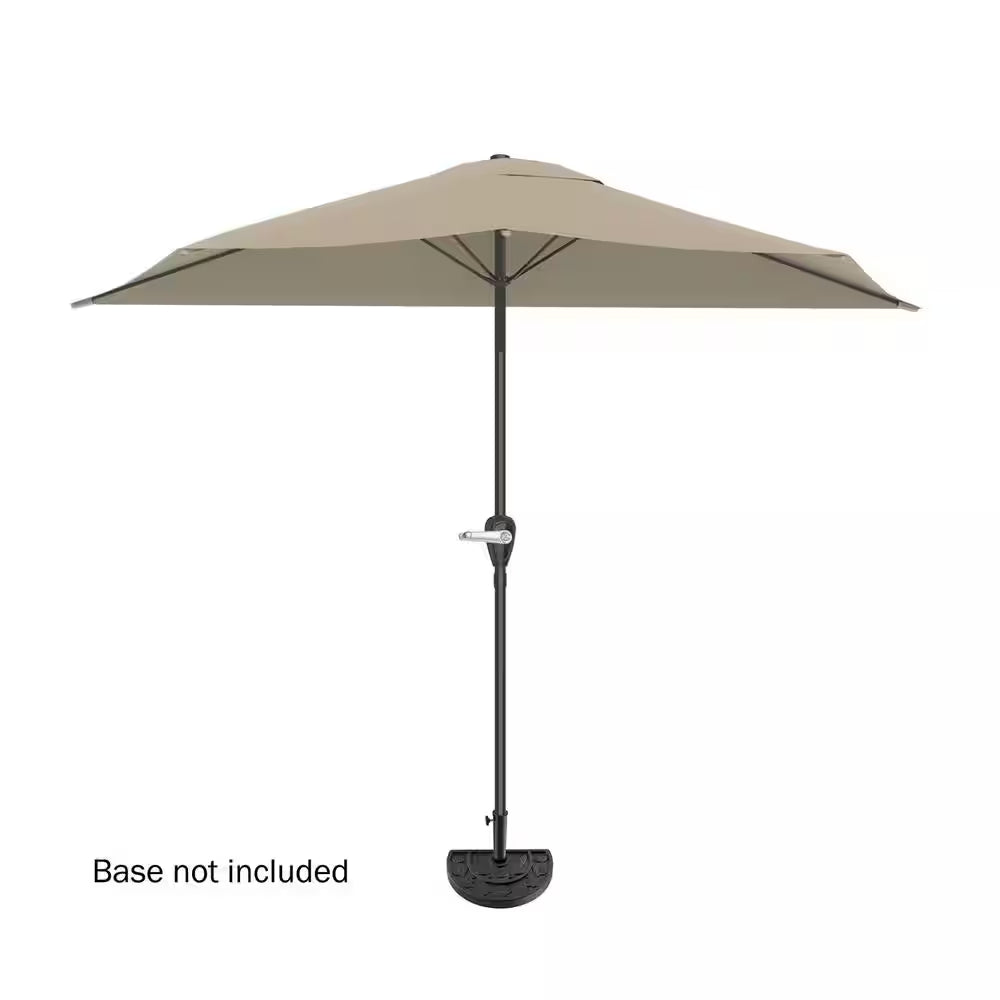 9 Ft. Steel Outdoor Half round Patio Market Umbrella with Easy Crank Lift in Sand