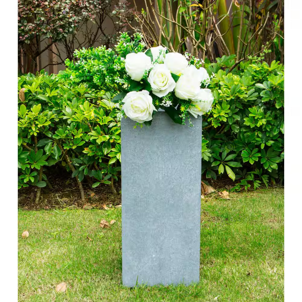 28 In. Tall Slate Gray Lightweight Concrete Rectangle Modern Outdoor Planter