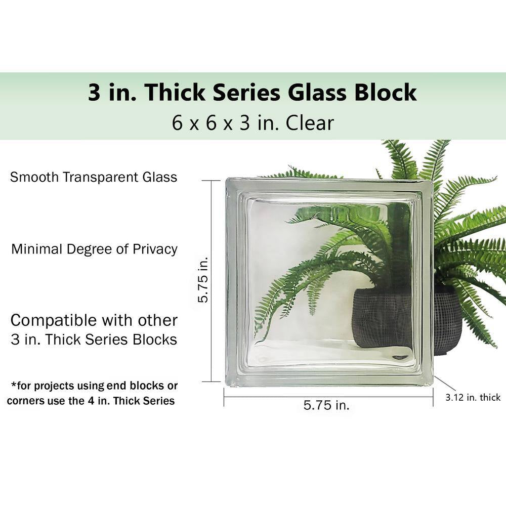 3 In. Thick Series 6 In. X 6 In. X 3 In. (10-Pack) Clear Pattern Glass Block (Actual 5.75 X 5.75 X 3.12 In.)