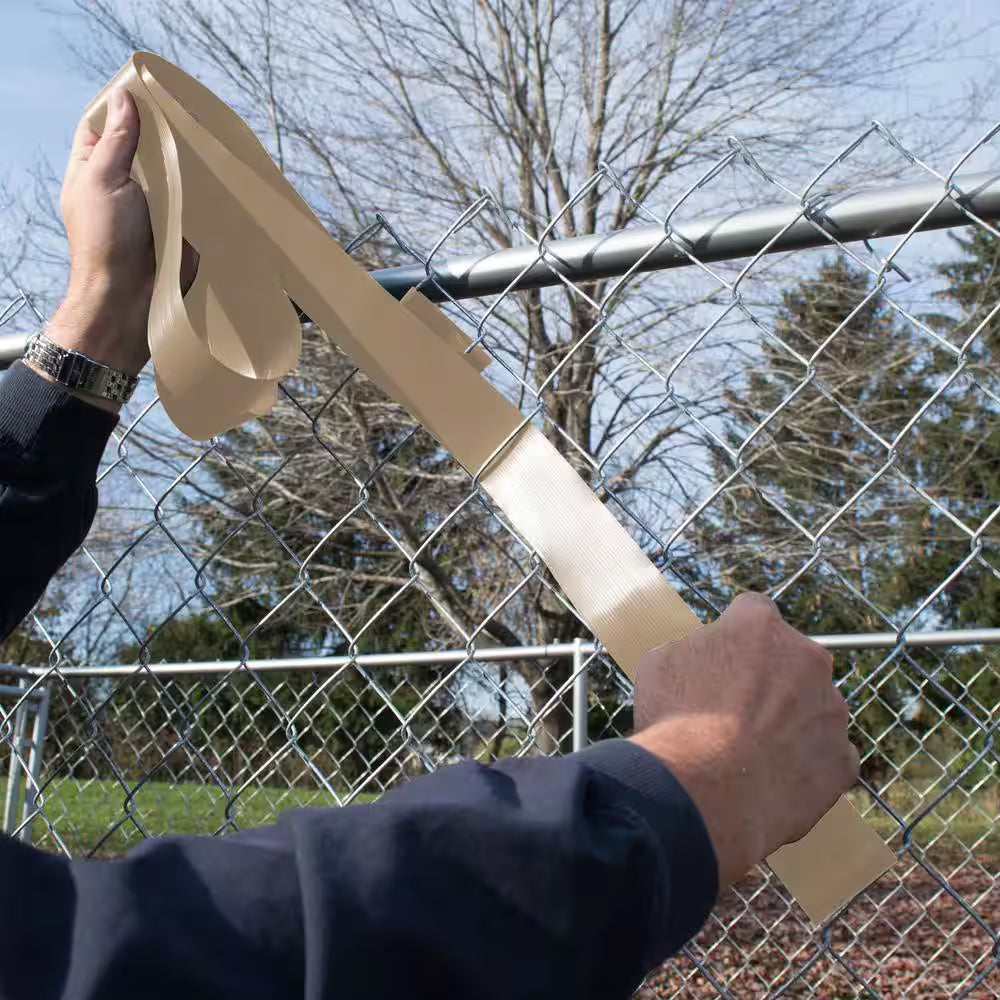 250 Ft. Roll Economy Vinyl Fence Weave Beige with 100 Brass Fasteners